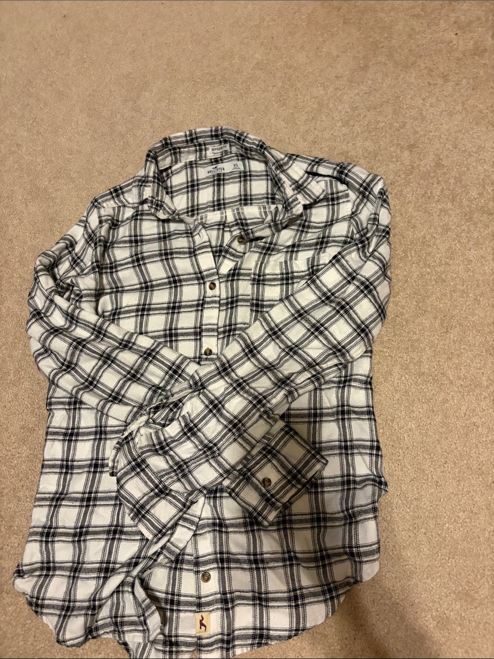 Hollister juniors XS black and white flannel